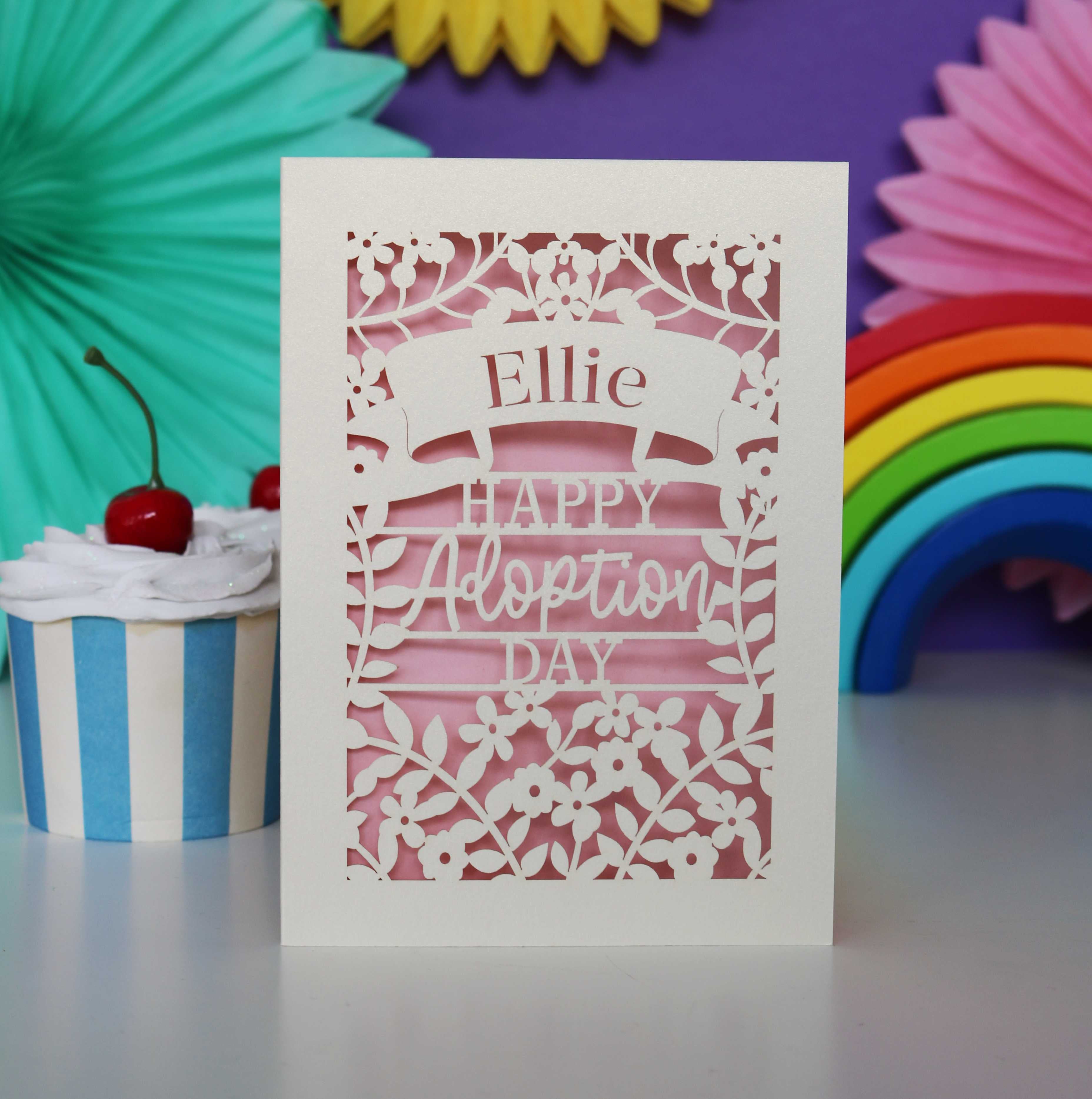 Personalised Papercut Happy Adoption Day Card