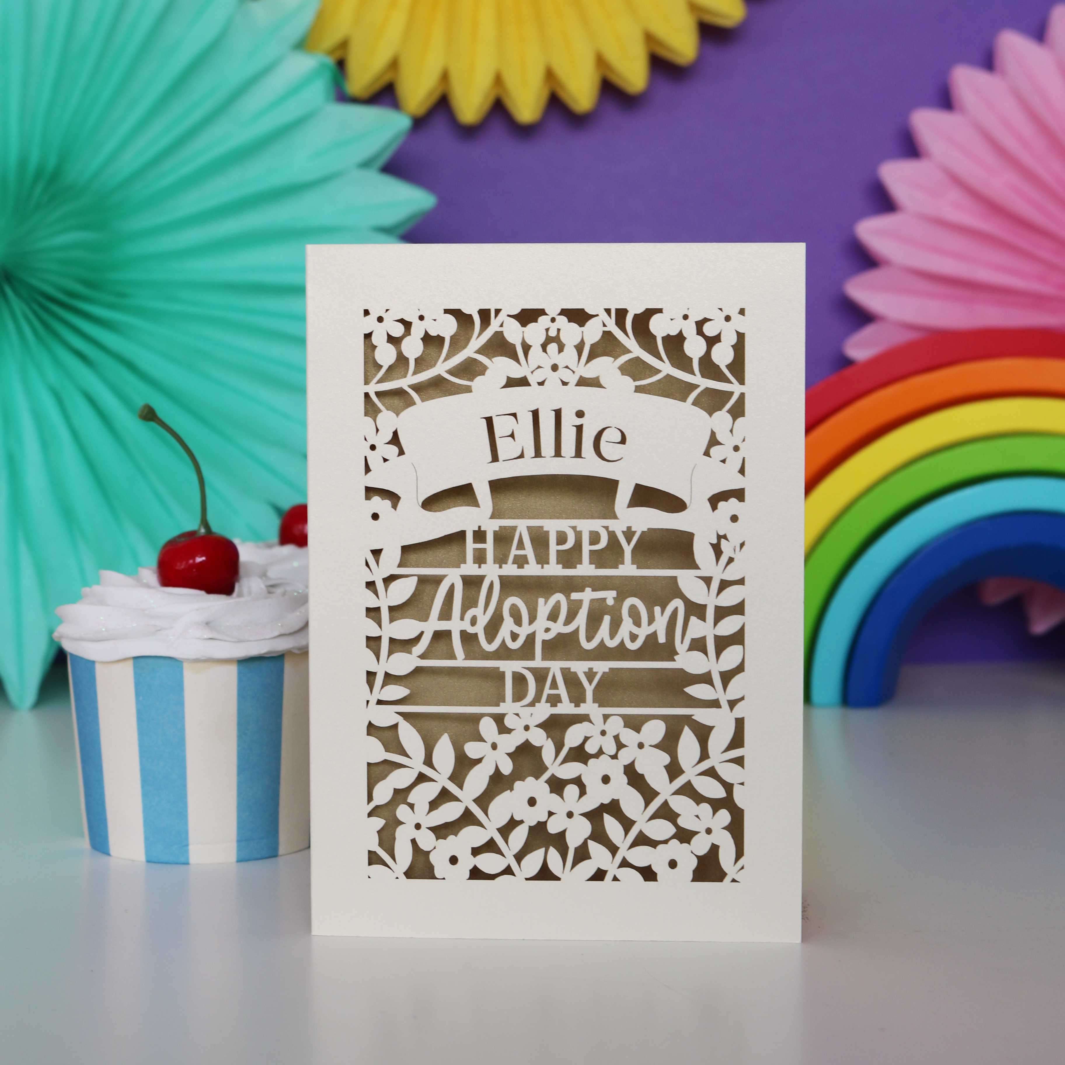 Personalised Papercut Happy Adoption Day Card