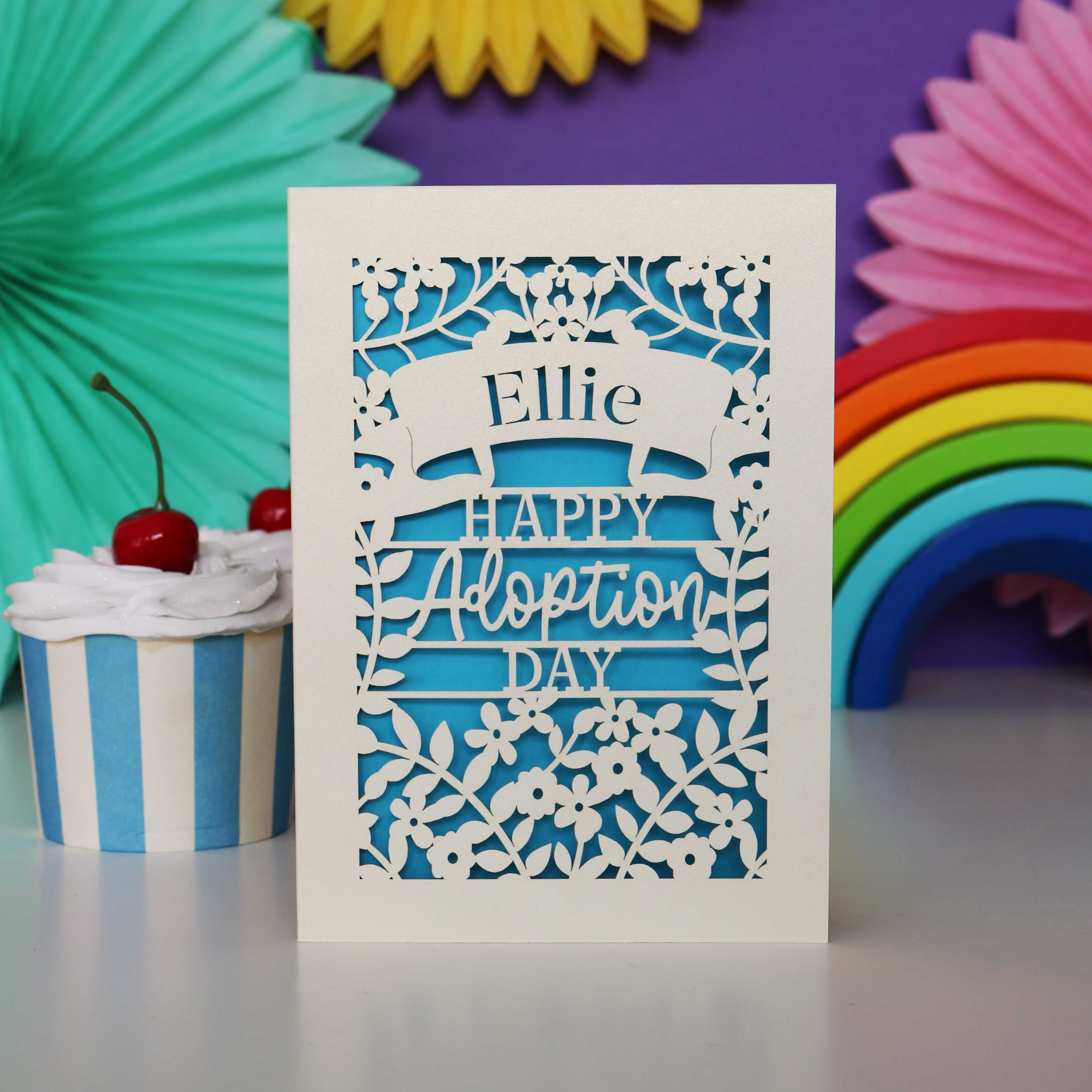 Personalised Papercut Happy Adoption Day Card