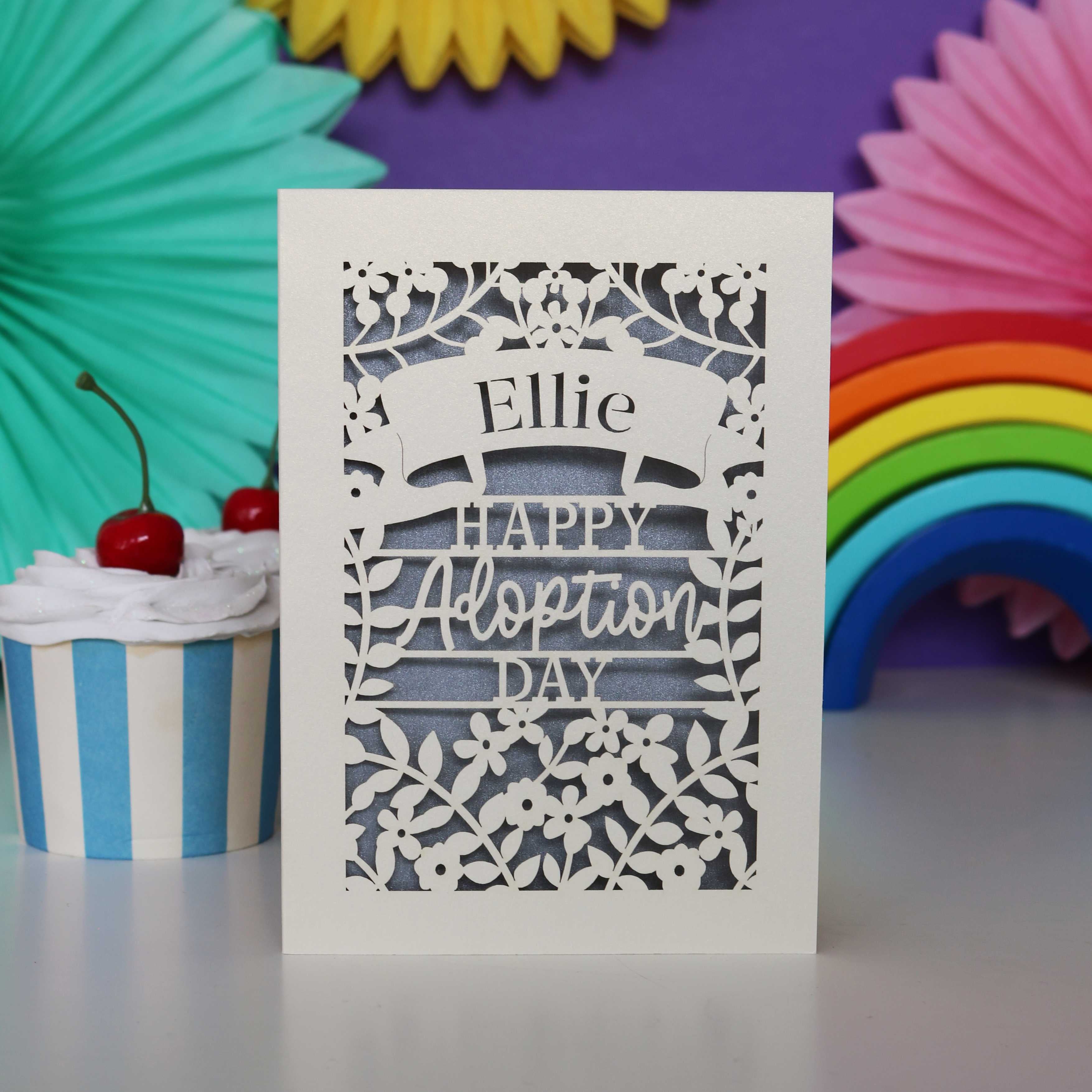 Personalised Papercut Happy Adoption Day Card