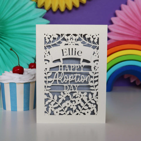 Personalised Papercut Happy Adoption Day Card - A6 (small) / Silver