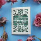 A personalised Mother's day card that says "Happy Mother's Day, Love from NAME"