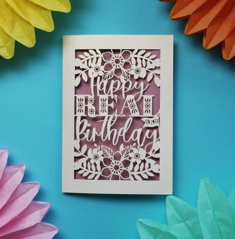 A cut out leap year birthday card that says "Happy Real Birthday" - A5 (large) / Dusky Pink