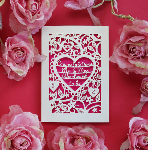 A personalised engagement congratulations card - A5 / Shocking Pink