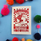 Husband Valentine's Card with 'Happy Valentine's Day' and 'To the best husband in the world' text on a blue background with colourful pom-poms.