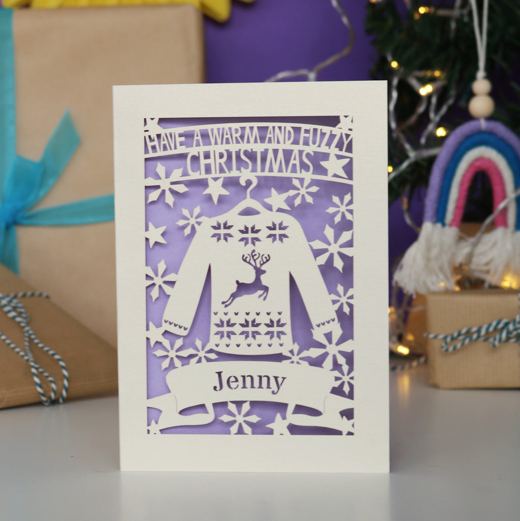Unique Christmas card with festive Christmas jumper design.