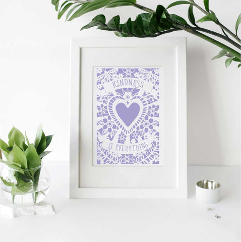 A photo of a framed print gift that says "kindness is everything" - 