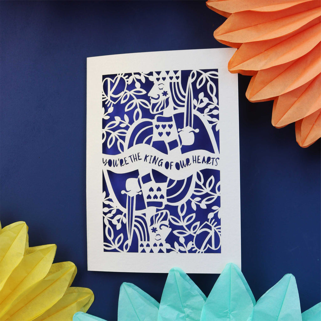 A cut out card for father's day, inspired by the king of hearts