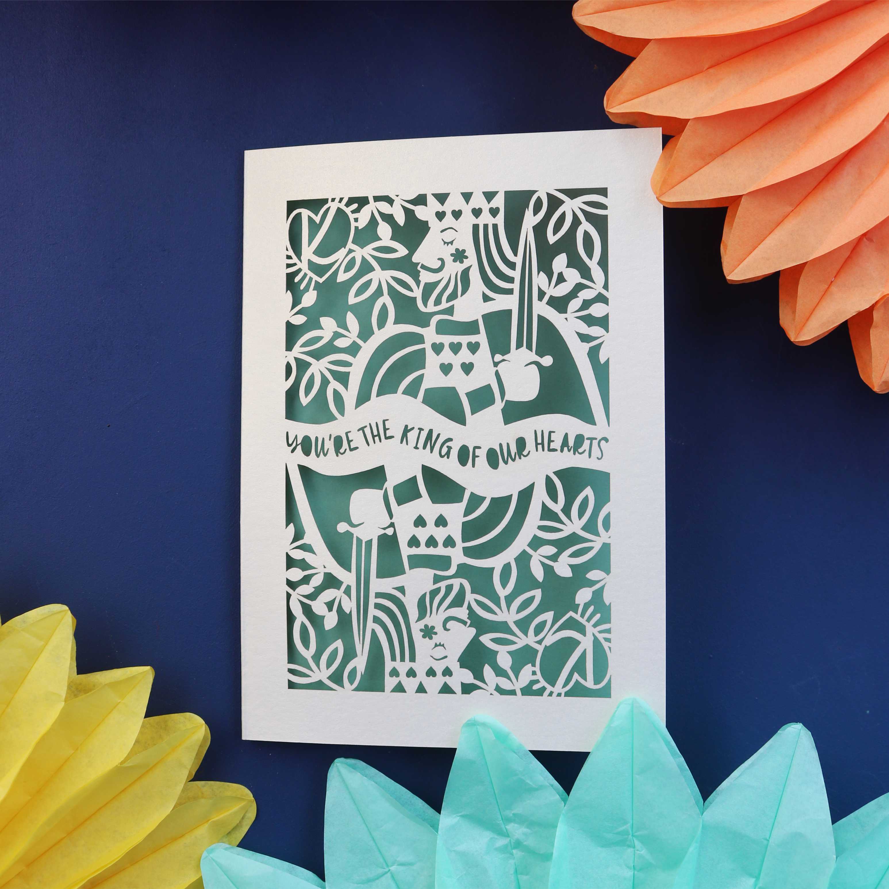 A laser cut fathers day card made in the UK