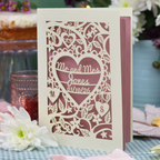 Personalised Wedding Card - Laser Cut Heart Wedding