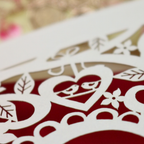 Close up details of the hear wedding card