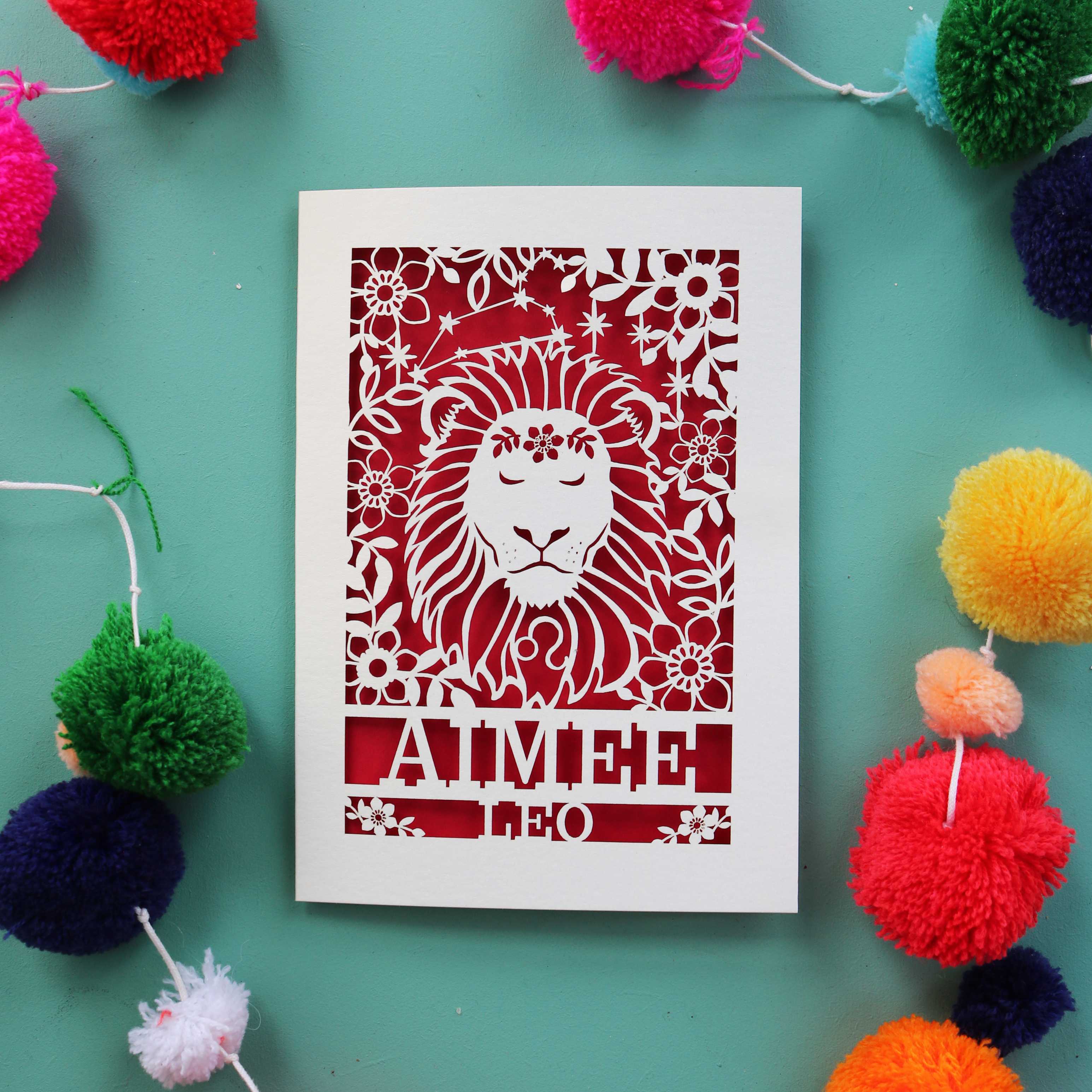 A unique zodiac birthday card for Leo signs