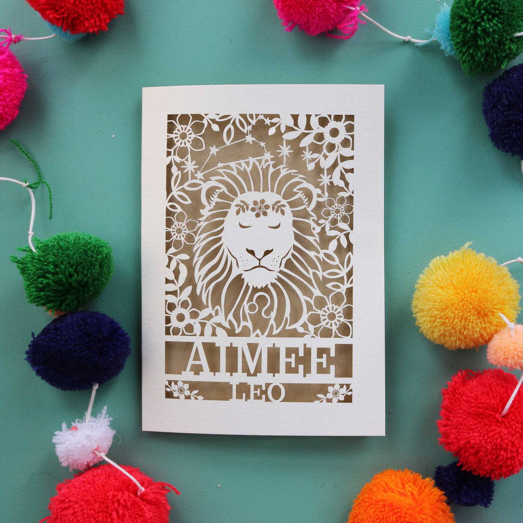 A Leo birthday card made in the UK