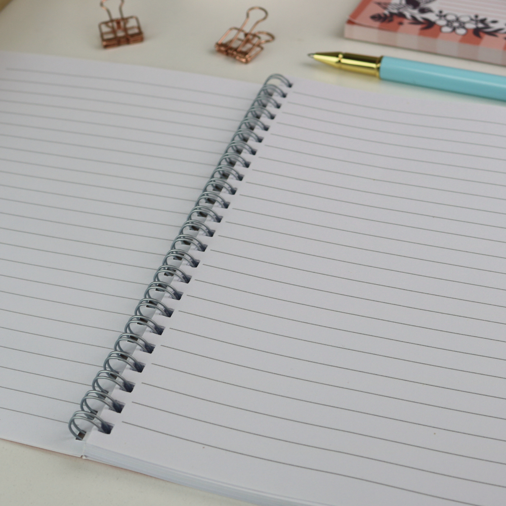 An open notebook with lined pages
