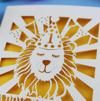 Special laser cut 1st Birthday card with lion design 