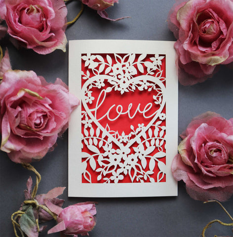 Papercut Love Card - A5 (large) / Bright Red