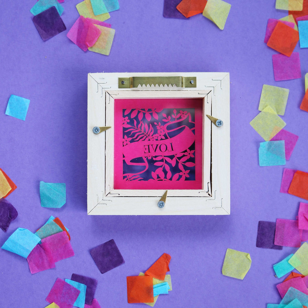 Small Square Framed Love Pink Papercut
