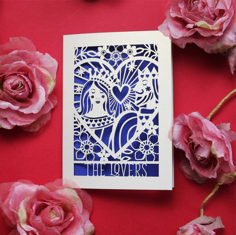 The Lovers Tarot Papercut Card - A5 (large) / Infra Violet