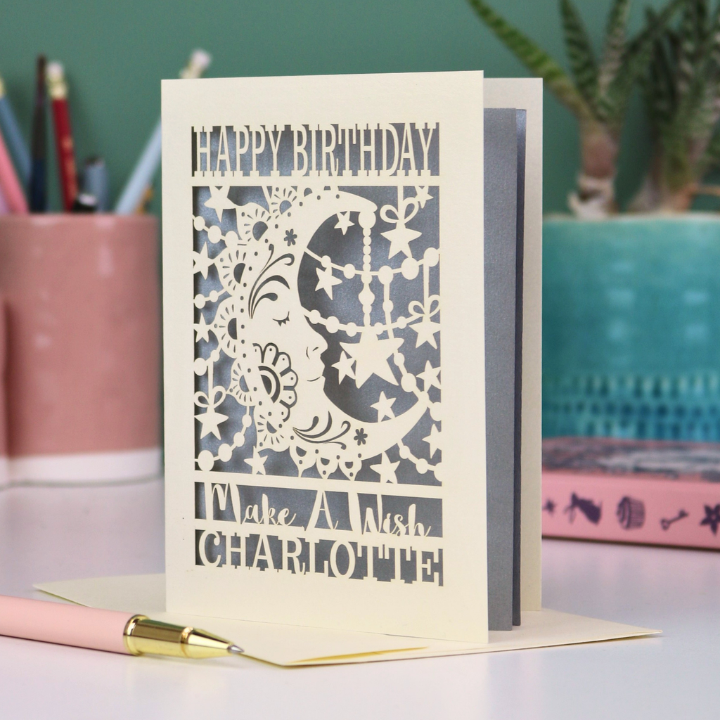 Personalised Papercut Make A Wish Birthday Card - No Age