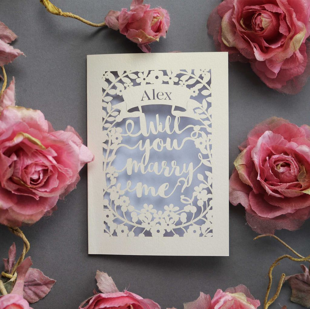 Marriage proposal cards laser cut and made in the UK
