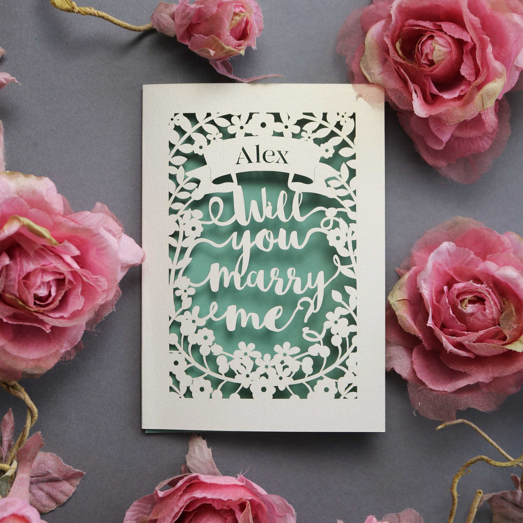 A personalised proposal card suitable for Valentines or other occasion