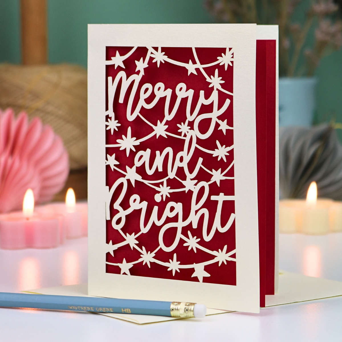 'Merry and Bright' Papercut Christmas Card