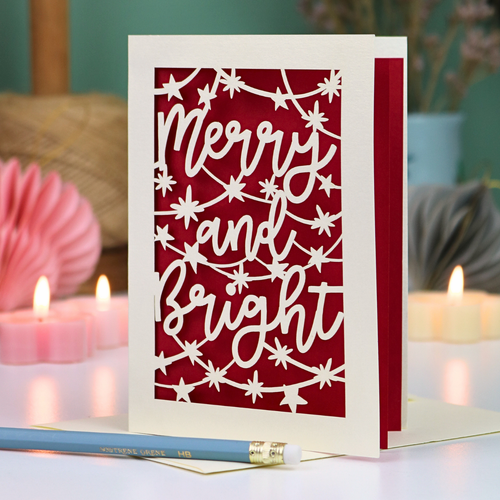 'Merry and Bright' Papercut Christmas Card