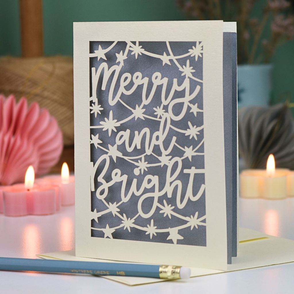 'Merry and Bright' Papercut Christmas Card
