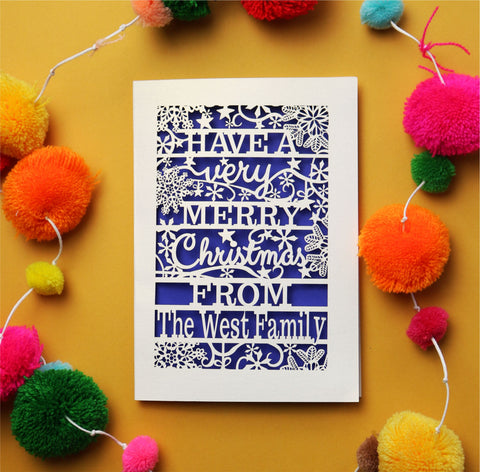 'Merry Christmas From' Snowflake Laser Cut Personalised Card