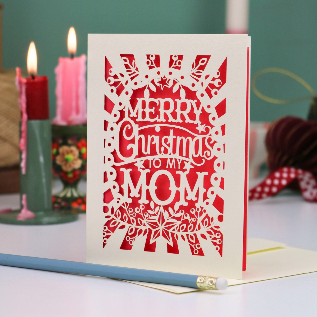 Papercut Mom Christmas Card