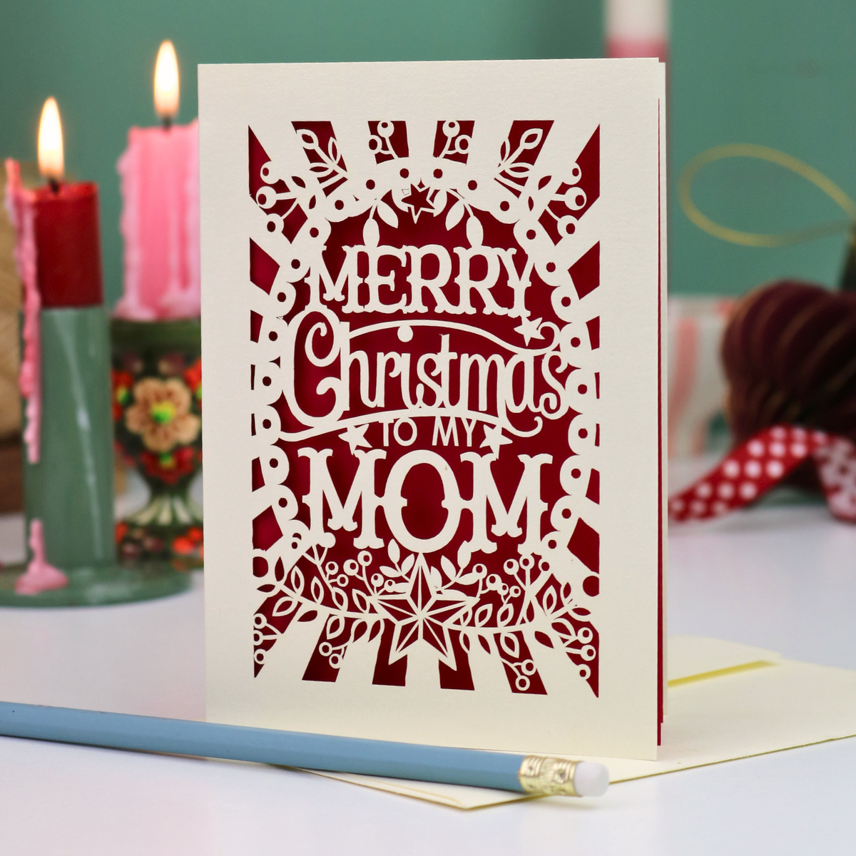 Papercut Mom Christmas Card