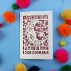 Personalised crescent moon Birthday card with decorative elements on a blue background