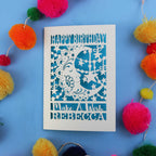 Personalised stars Birthday card with decorative elements on a blue background