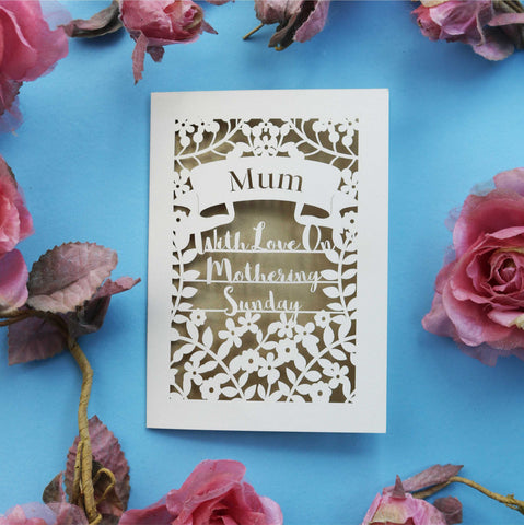 A papercut Mothering Sunday Card - A5 (large) / Gold Leaf