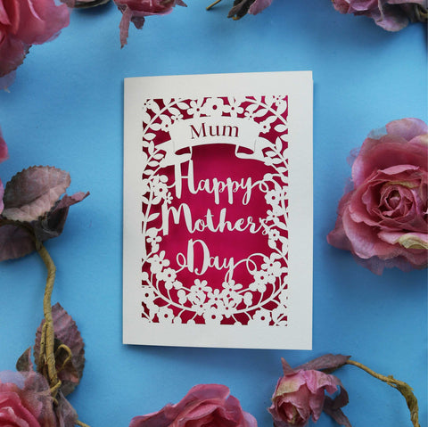 A personalised laser cut Mother's Day card