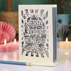 Papercut Mum and Dad Christmas Card