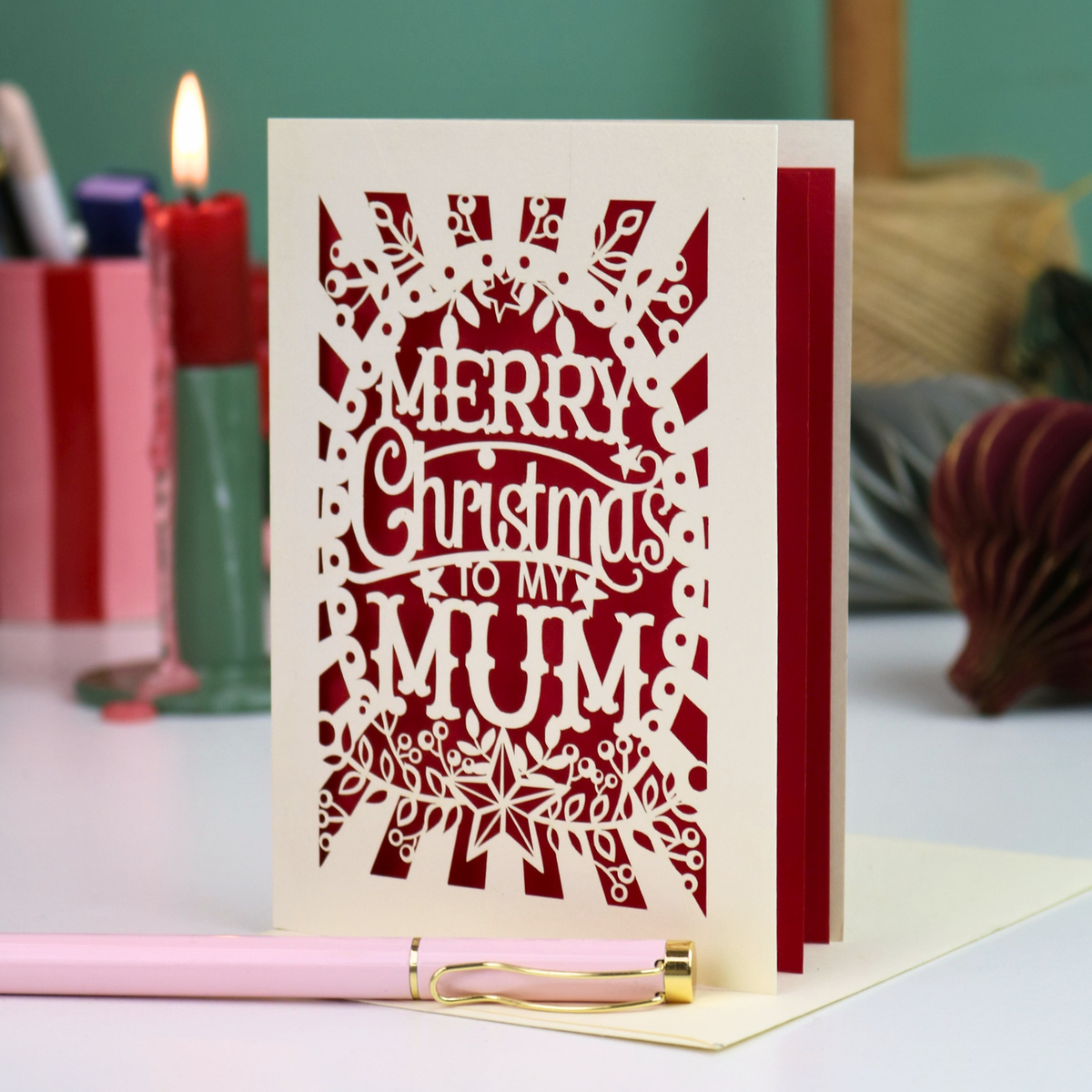 Papercut Mum Christmas Card
