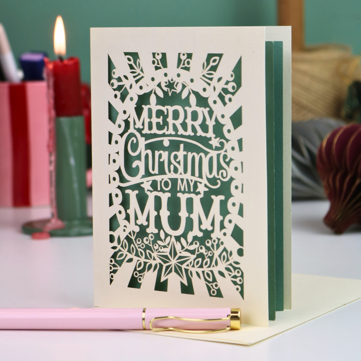 Papercut Mum Christmas Card