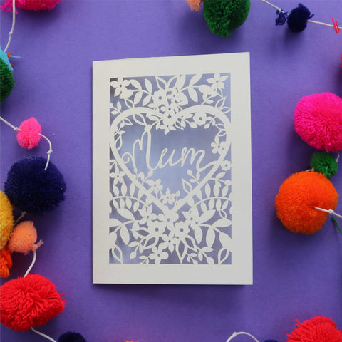 A paper cut Mum card - A6 (small) / Lilac
