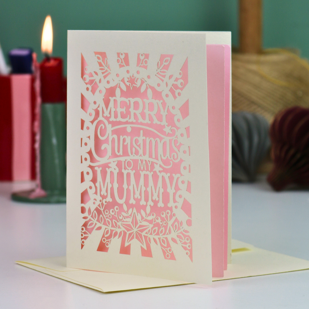 Papercut Mummy Christmas Card