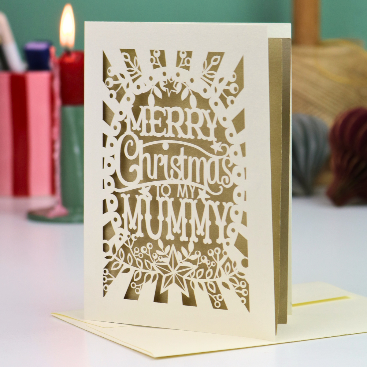 Papercut Mummy Christmas Card