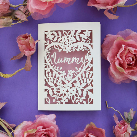 Mother's Day cards that say "Mummy" with flowers in the border - A6 (small) / Dusky pink
