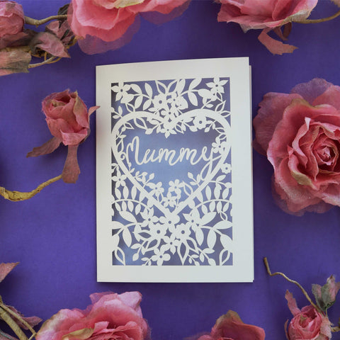 Laser cut Mummy card for mother's day - A6 (small) / Lilac