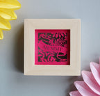 Small Square Framed Mummy Shocking Pink Papercut