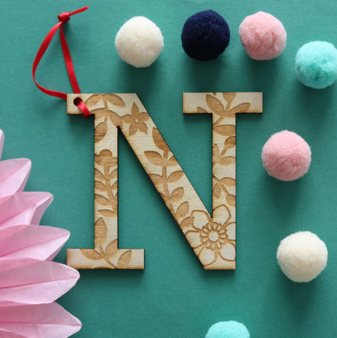 Assorted Letter N Wooden Engraved Hanging Decorations