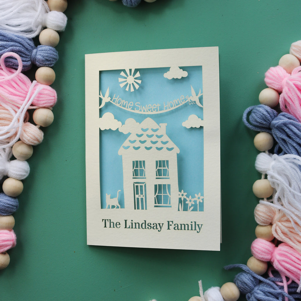 New home cards, personalised and made in the UK. 