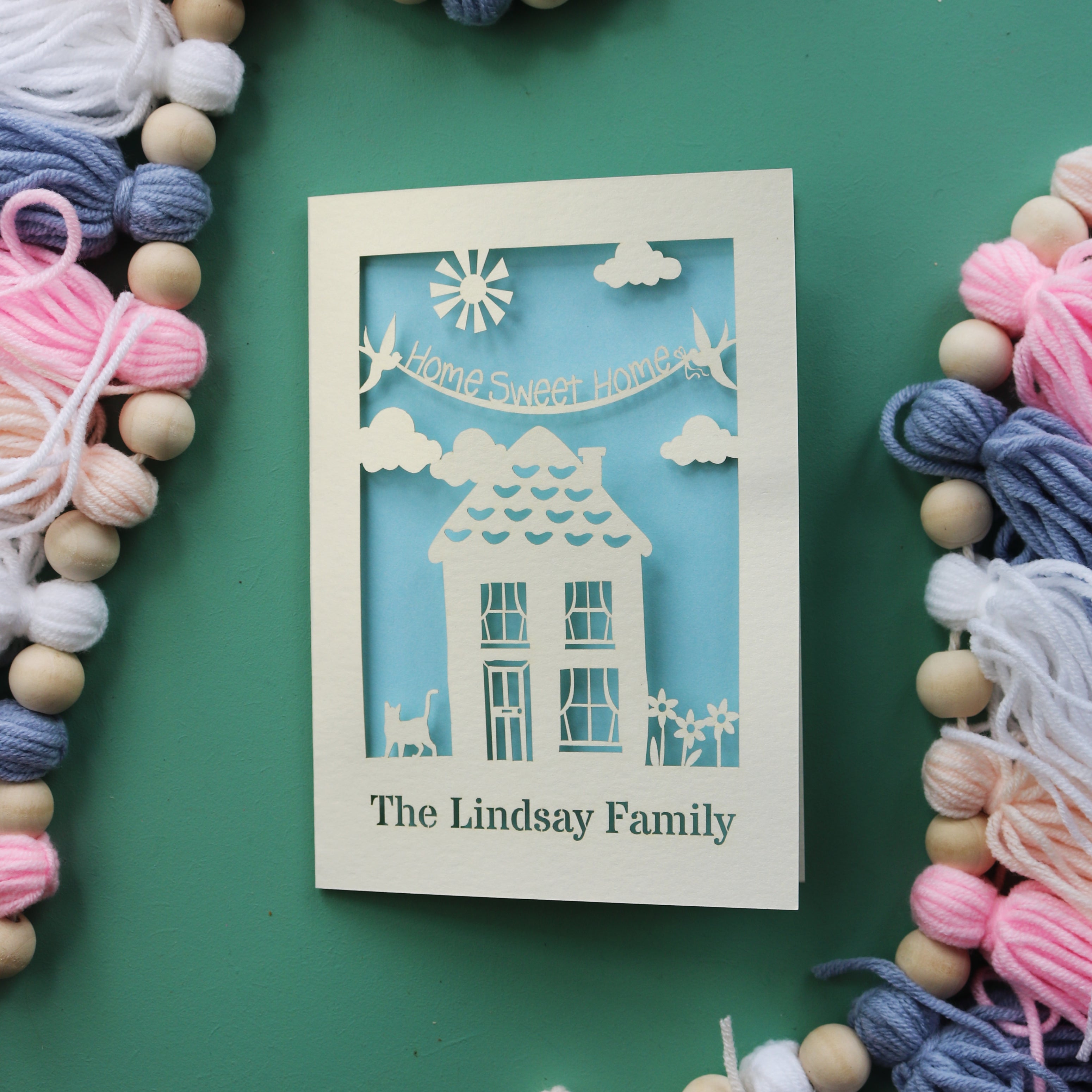 New home cards, personalised and made in the UK. 