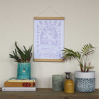Home print gift in orchid with a wooden hanging magnetic poster frame