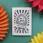 Laser cut Father's Day card featuring a rosette that says "No. 1 Dad" and "Happy Father's Day