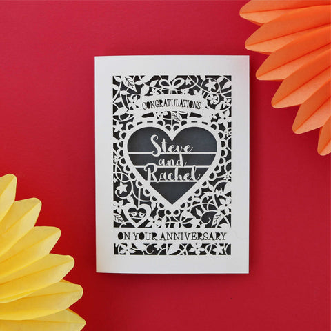 Personalised On Your Anniversary Paper Cut Card - A5 (large); / Urban Grey